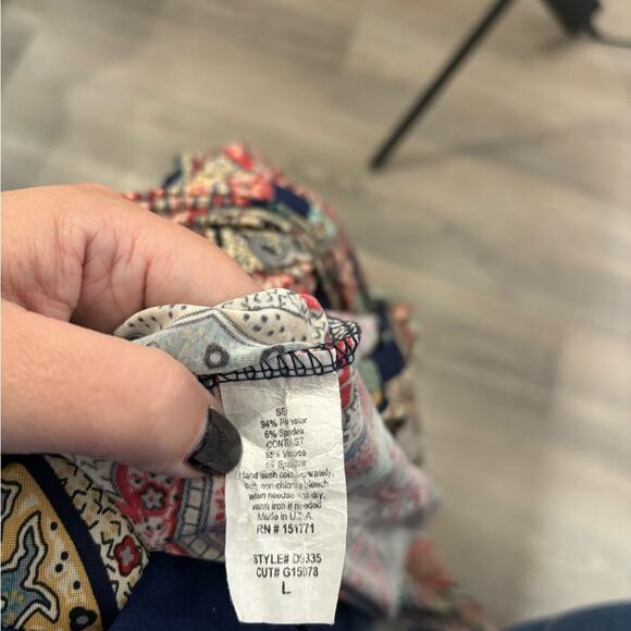 Gilli Navy Blue Sleeveless Wrap Maxi Dress Solid Top Print Bottom Size Large - Picture 6 of 6